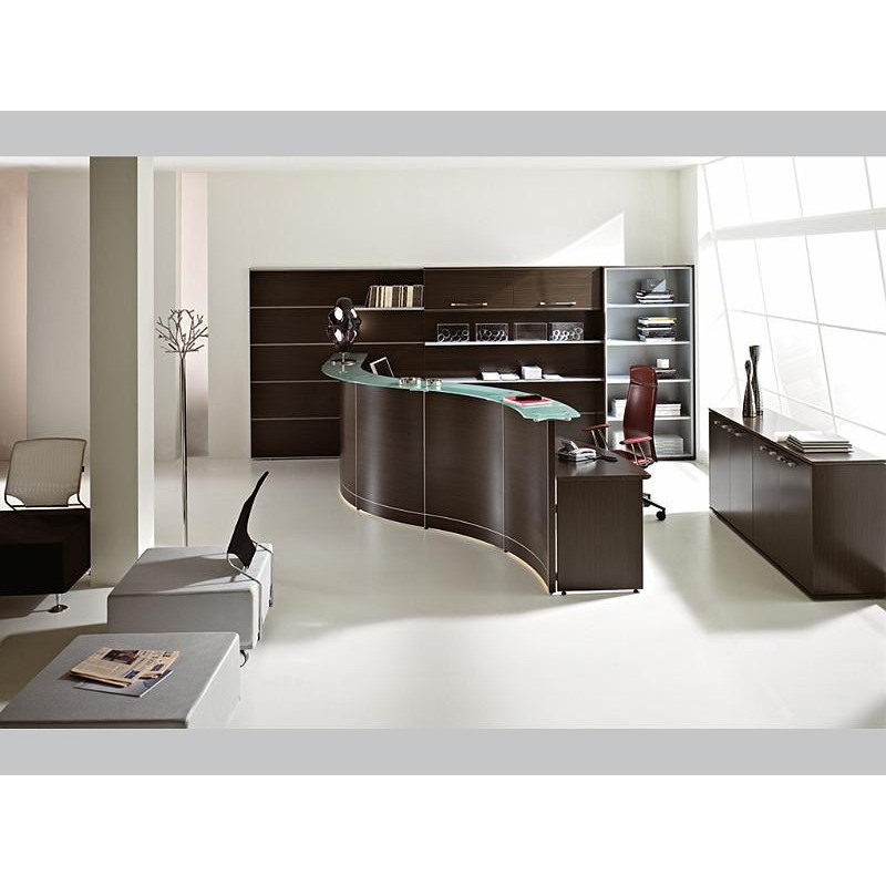 Banque d'accueil Volta TON Wengé - Référence VOL01 - Fabricant LAS - Finition Wengé avec Tablette en Verre Trempé_4