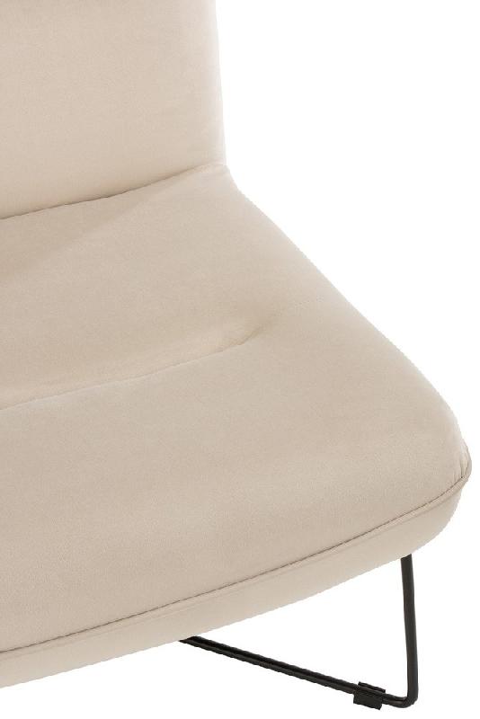 Chaise lounge SEDIA - tissu velours blanc, piétement métal plat - style nordique minimaliste_4