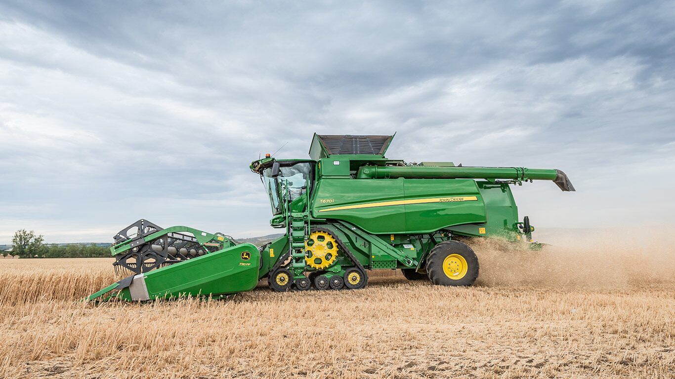 John Deere T550 avec vitesse de vidange rapide jusqu'à 115 L/s