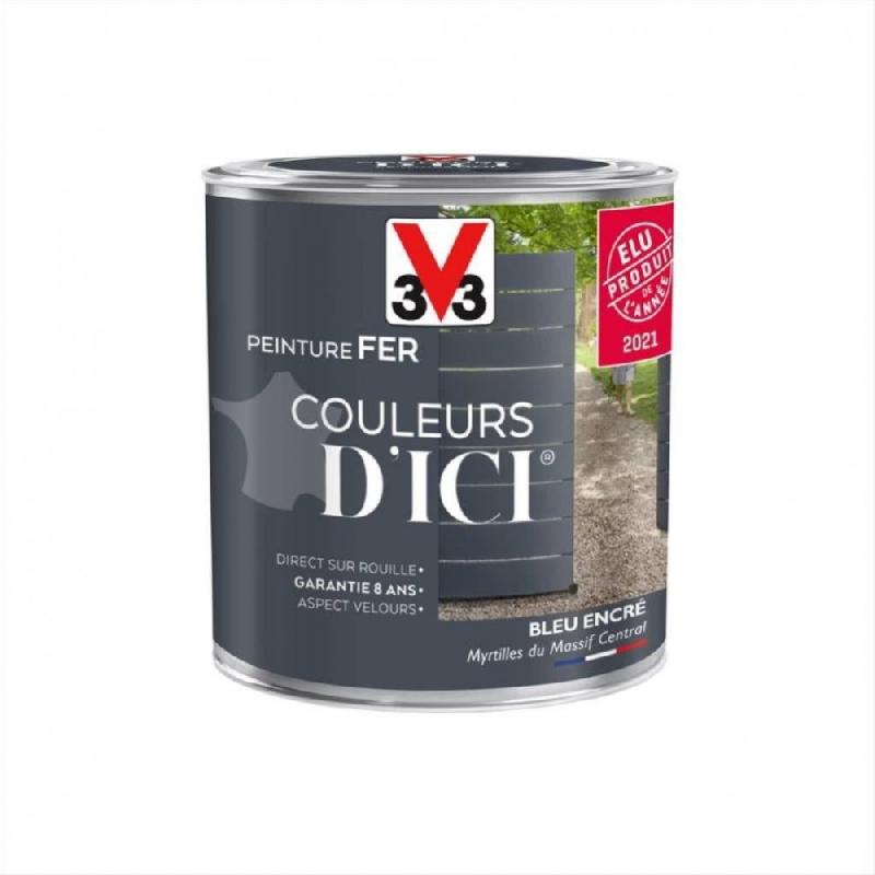 Peinture fer extérieur - Couleurs d'ici® V33 - Bleu encré velours - 0.5 L - Ultra-couvrante et résistante_4