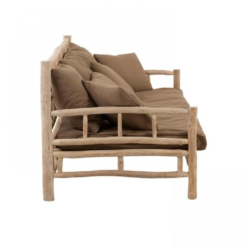 Fauteuil 3 personnes en tek naturel/marron - structure en bois de tek et coussins moelleux_4