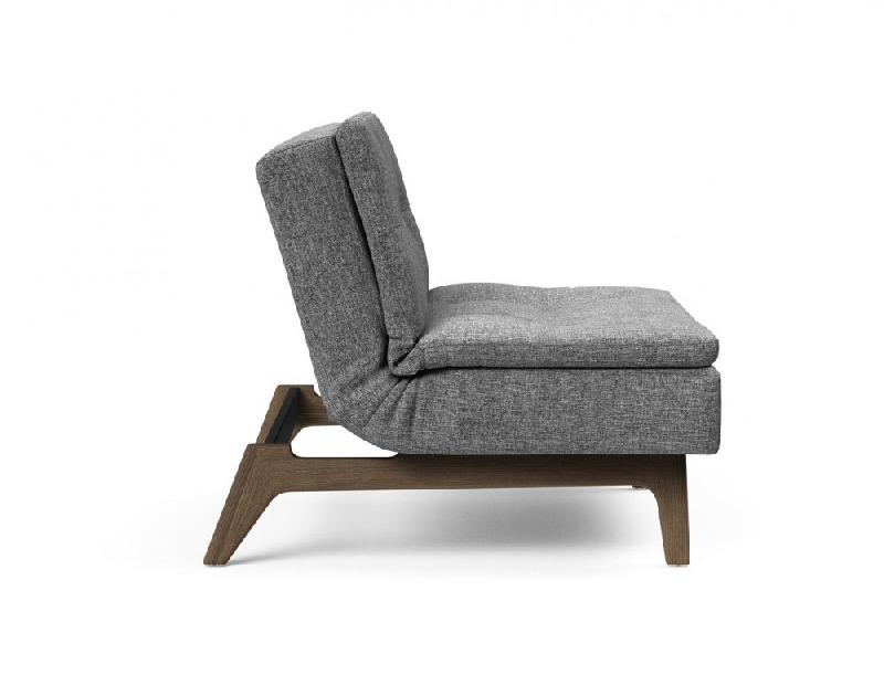 Fauteuil design Dublexo Eik convertible lit 90x115 cm - pieds chêne fumé - tissu Twist Charcoal_4
