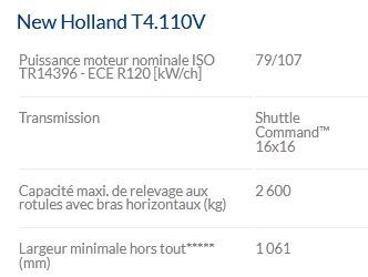 T4.110V tracteur agricole - New Holland - puissance maxi 79/107 kW/ch - cabine VisionView et transmission Dual Command_4