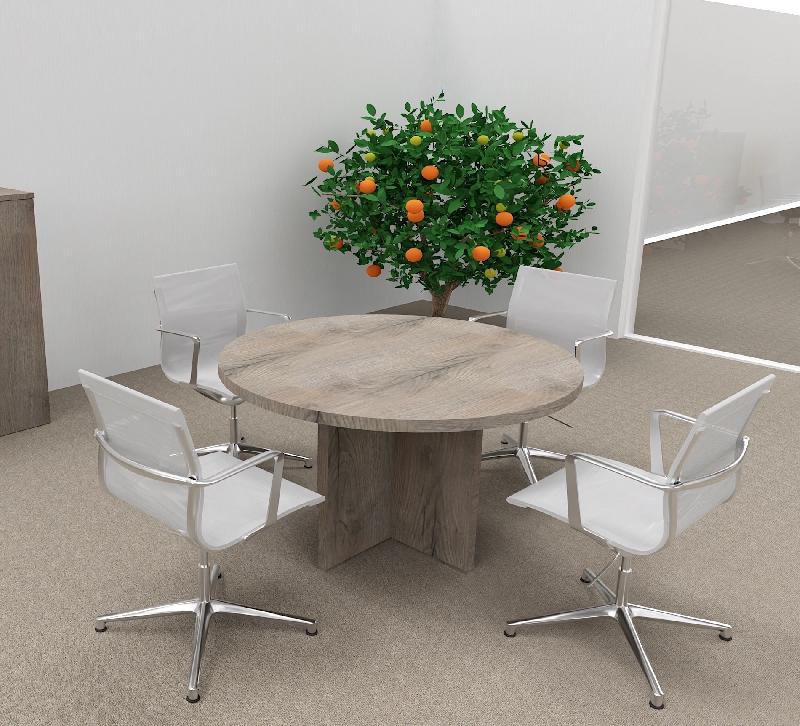 Table de réunion ronde TAK- Mobel Linea - Chêne grisé_4