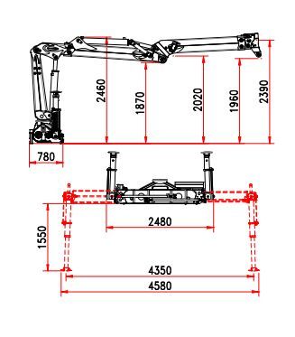 Grue auxiliaire R 110 S3S - Bob Spa - Capacité de levage 110 kNm - Extensions hydrauliques et rotation 425°_4
