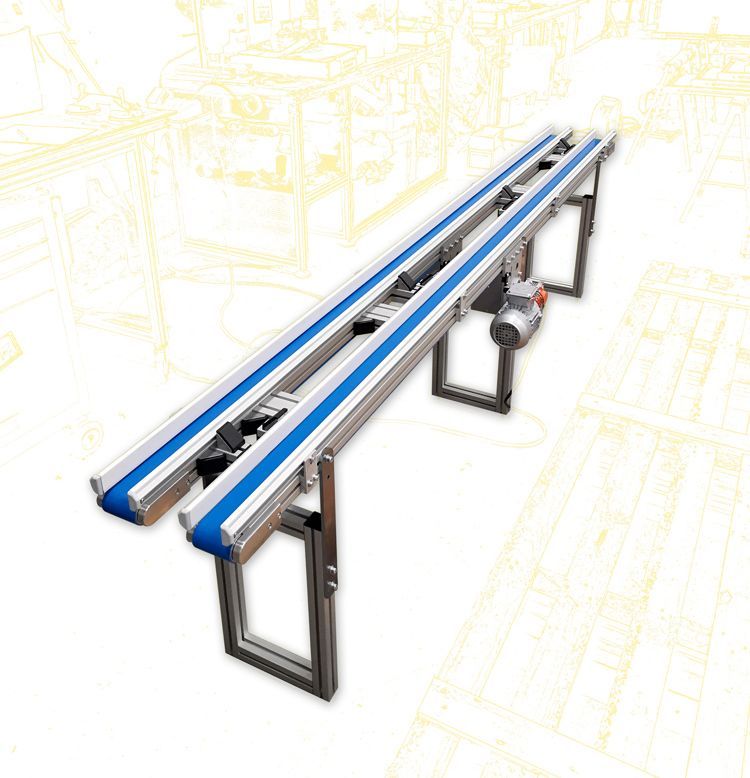 Convoyeur en aluminium avec jambages réglables