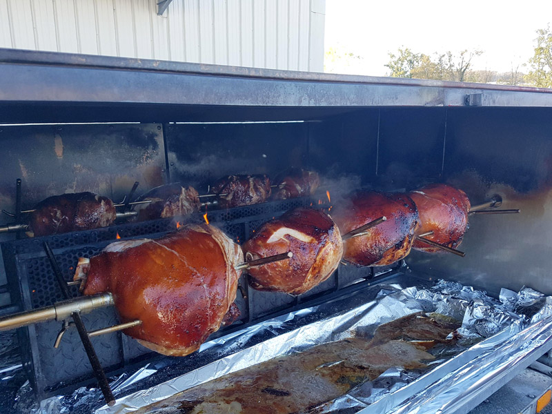 Tournebroche inox et aluminium pour cuisson de grandes quantités
