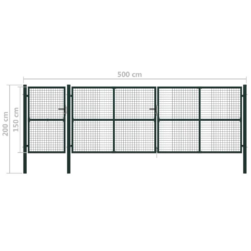 Vidaxl portail de jardin acier 500 x 150 cm vert 144319_4
