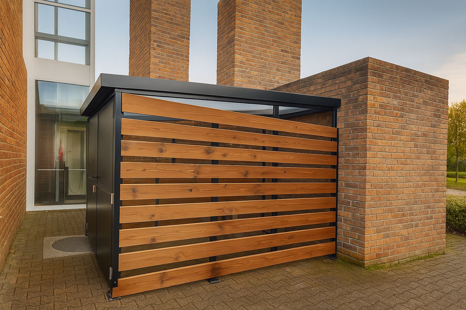 Abri bus Héritage Bosco 3 - structure en acier - bardage en verre sécurit - banc assis-debout - 490 x 185 cm - style Art Nouveau_3