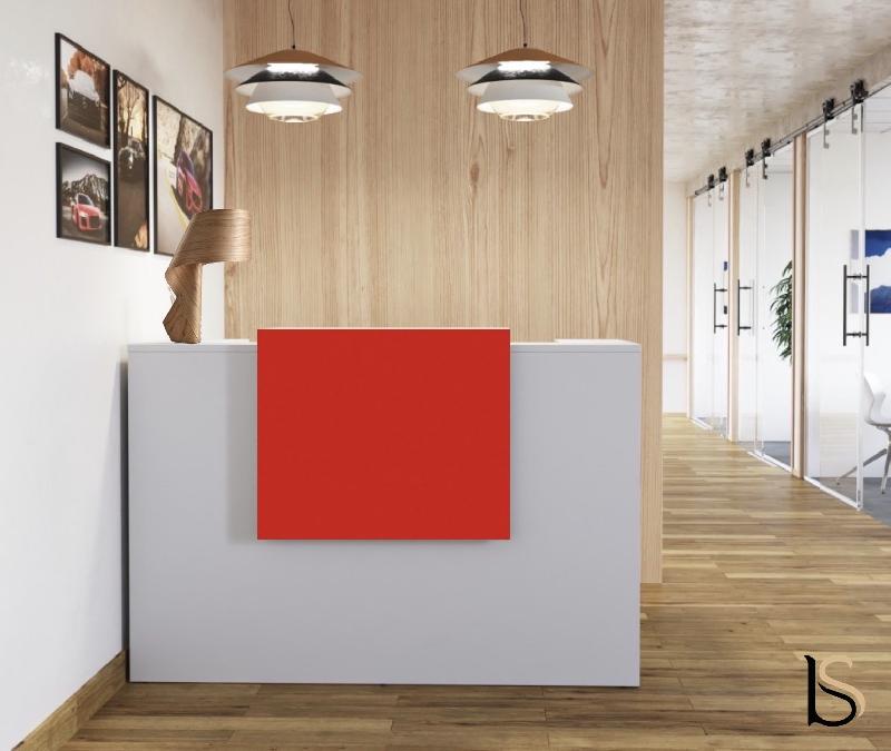 Banque d'accueil Delta First avec réhausse colorée - Mobel Linea - 144, Blanc, Oui, Rouge_0