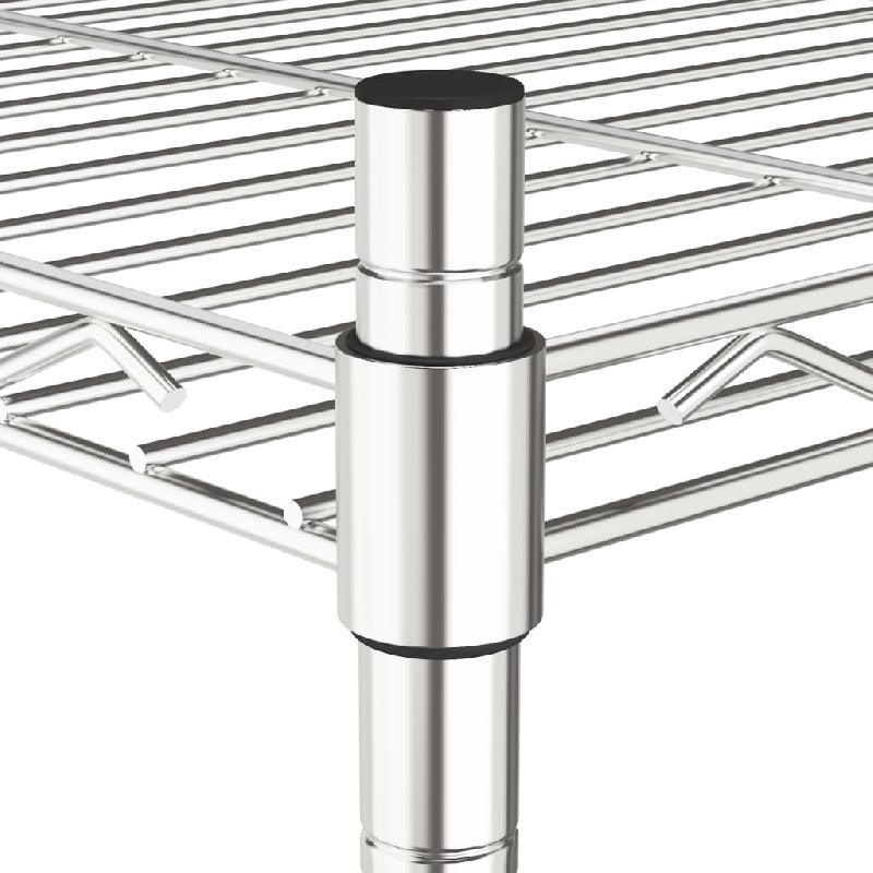 Vidaxl étagère de rangement 3 niveaux et roues 60x35x81cm chrome 150kg 324625_4