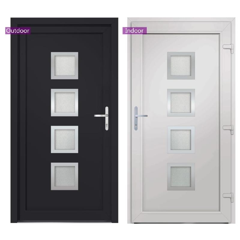 Vidaxl porte d'entrée anthracite 88x200 cm pvc 3187855_4