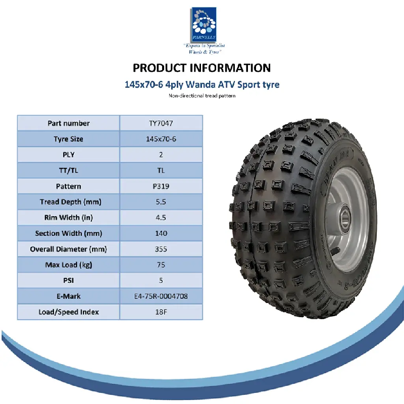 Roues tout-terrain à crampons 145/70-6 pour quad, roulements 25 mm, 50 cm³ - 110 cm³, 75 kg (lot de 2)_4
