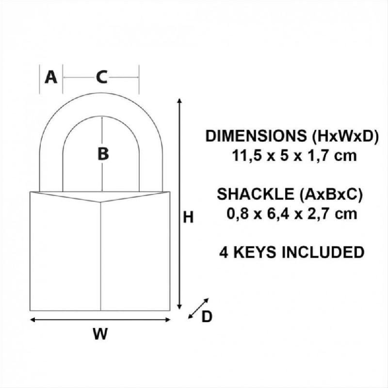 Cadenas à clé MASTER LOCK - laiton massif 50 mm, anse acier cémenté 64 mm, haut niveau de sécurité_4