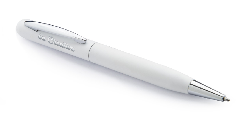 Stylo à bille twist en métal - finition caoutchoutée - encre bleue - gravure laser effet miroir_4