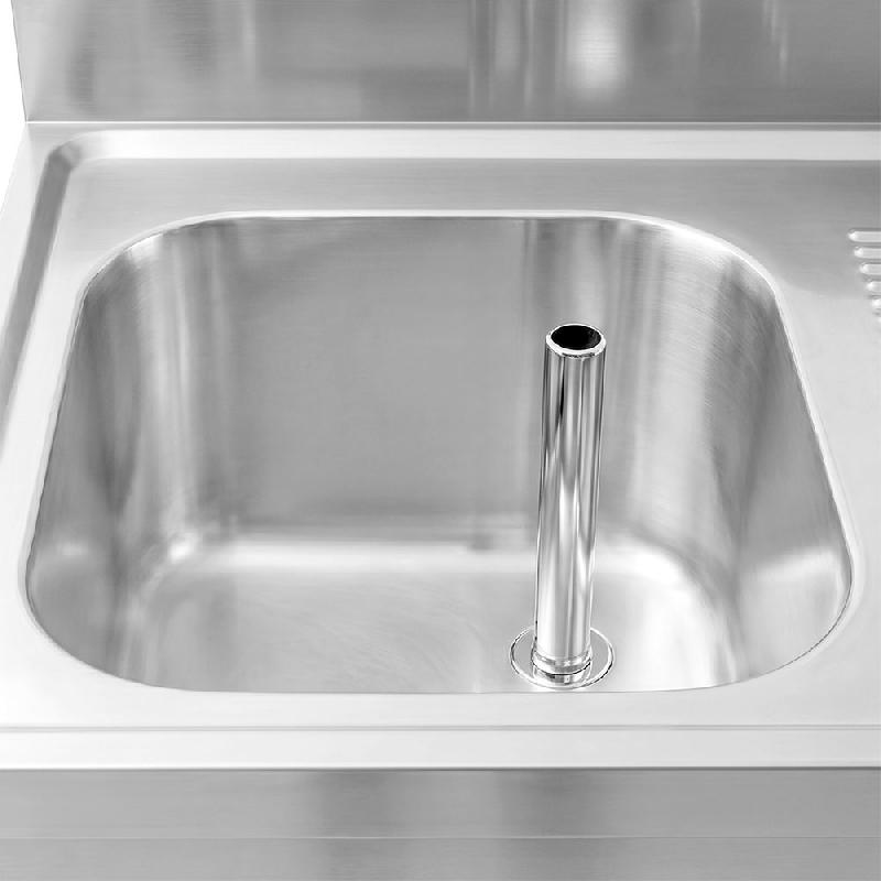 Plonge inox 1 bac à gauche et égouttoir sur placard avec 3 tiroirs - 1200 x 600 mm_4