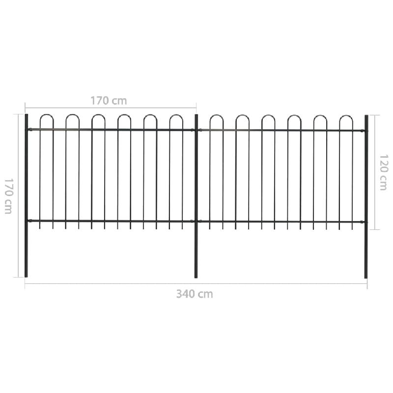 Vidaxl clôture de jardin avec dessus en cerceau acier 3,4 x 1,2 m noir 277666_4