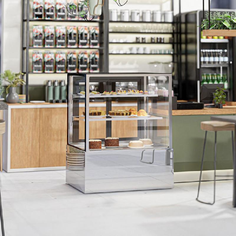 Vitrine réfrigérée pour pâtisserie - 1200 mm - 2 étagères - Inox_4