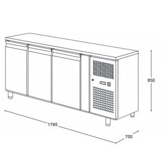 Table desserte négative centrale GN 1/1 profondeur 700 - 3 portes | L2g - GN3100BT_4