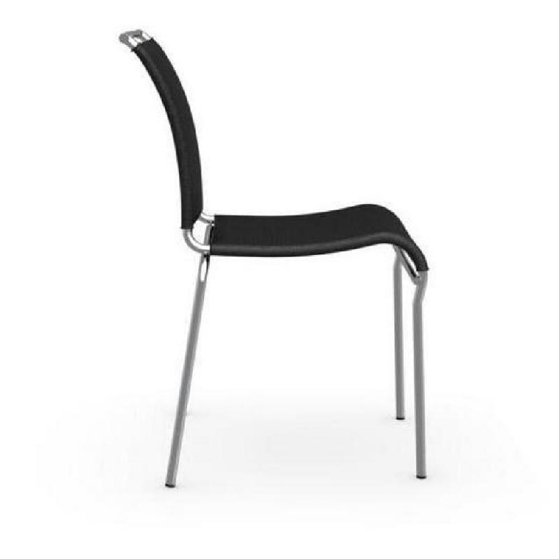 Lot de 2 chaises italiennes AIR - structure en acier chromé - assise en tissu NET noir respirant et lavable_4