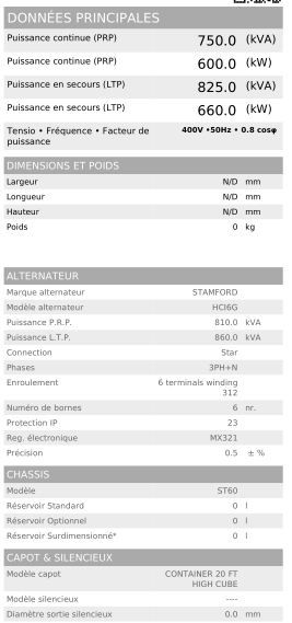 P 730 CO 50 Hz triphasé - Groupe électrogène en container - Visa - 825 kVA - Moteur Perkins - Alternateur Stamford_4