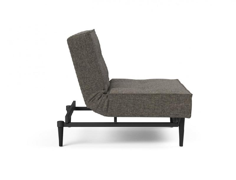 Innovation Living - Fauteuil Splitback Styletto Convertible Lit 90x115 cm - Pieds Fuseau Noir - Tissu Flashtex Dark Grey_4