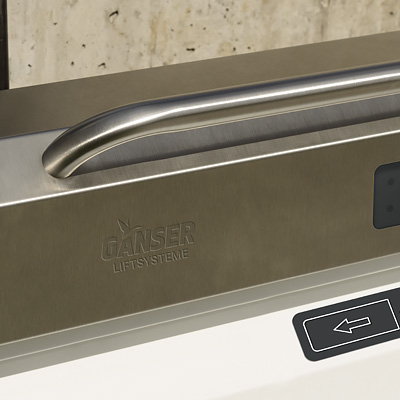 Plateforme élévatrice ergonomique à fonctionnement silencieux, permettant de desservir plusieurs niveaux à l'extérieur - en Bretagne et à Nantes - GANSER GHB20_4