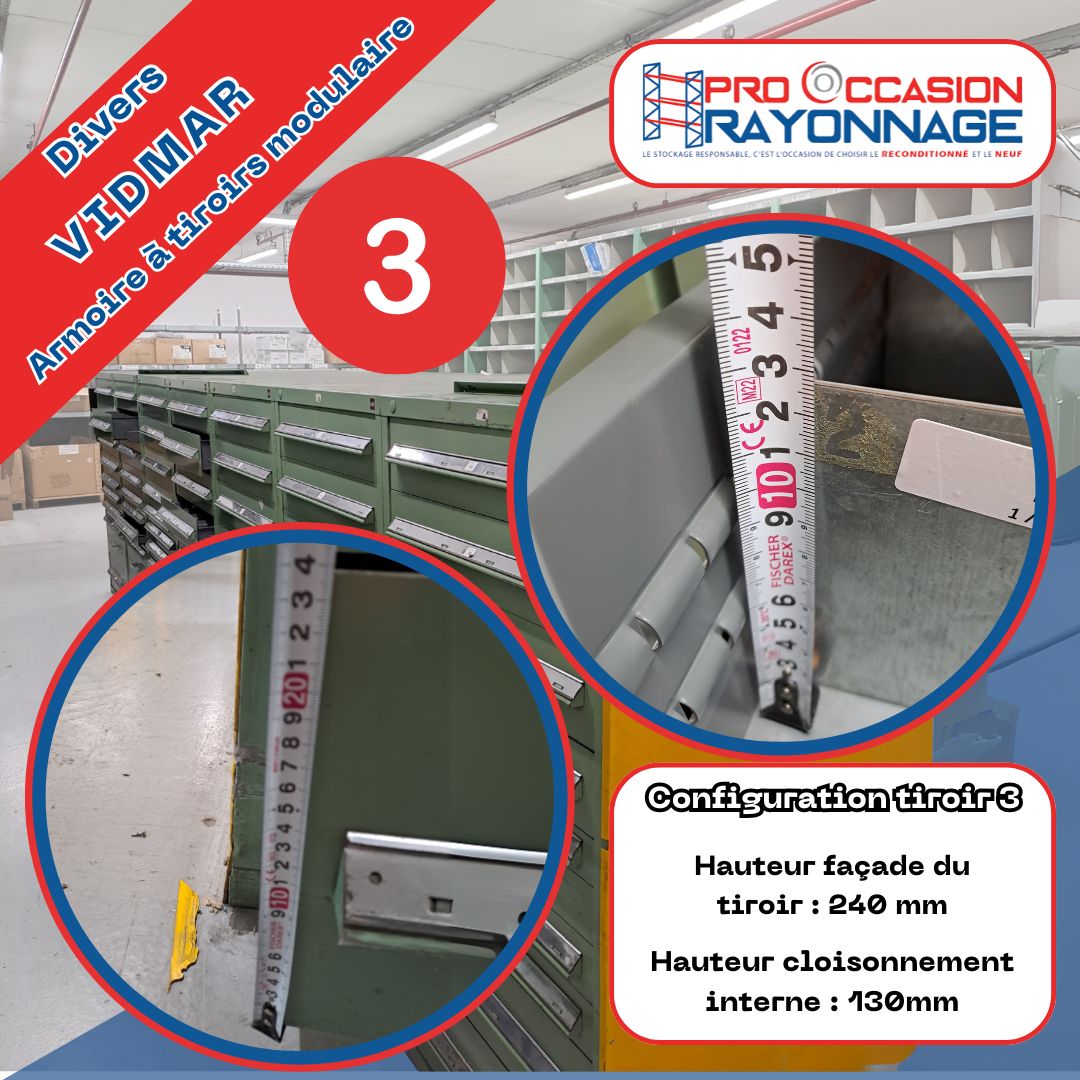 Armoire à tiroirs modulaire VIDMAR - Hauteur 1550mm, Largeur 760mm, Profondeur 750mm_4