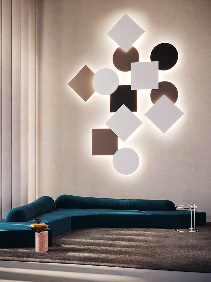 Applique ou plafonnier LED PUZZLE-MEGA - formes géométriques rondes et carrées, finitions mattes, dimensions variées_4