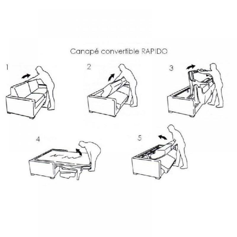 Canapé-lit 3 places convertible OPERA - Ouverture express - Matelas 16 cm - Velours violet foncé - Tête de lit intégrée_4