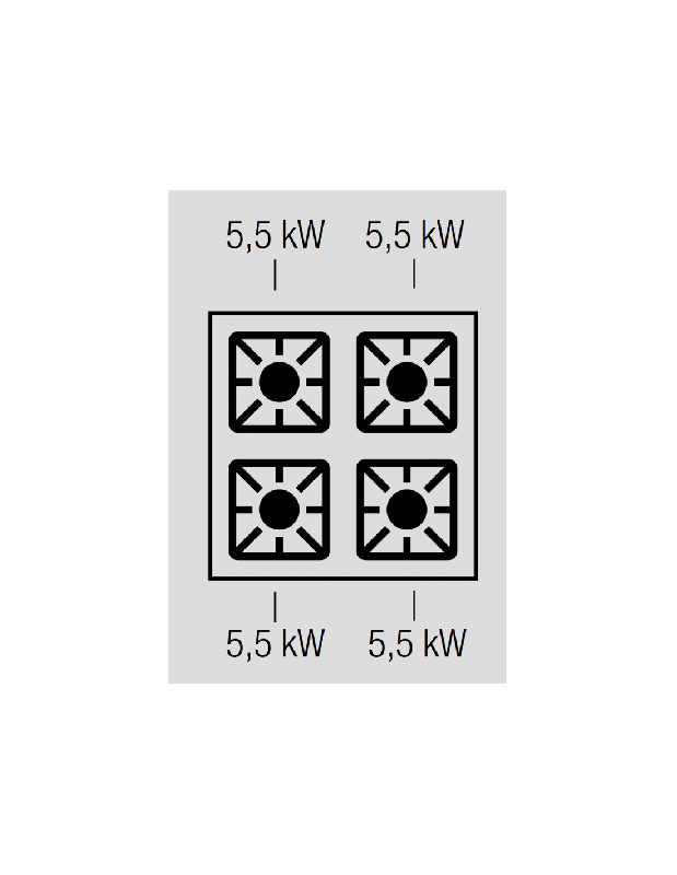 Fourneau 4 feux gaz sur placard ouvert - 5.5 kW - Gamme DOMINA PRO 700 - Modèle IPX5 - Référence FB77AXS_4