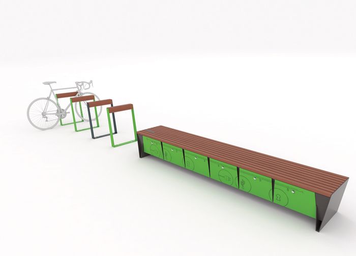 Arceau urbain Bikeblocq - mmcité 1 a.S - acier galvanisé avec élément horizontal en bois massif_0