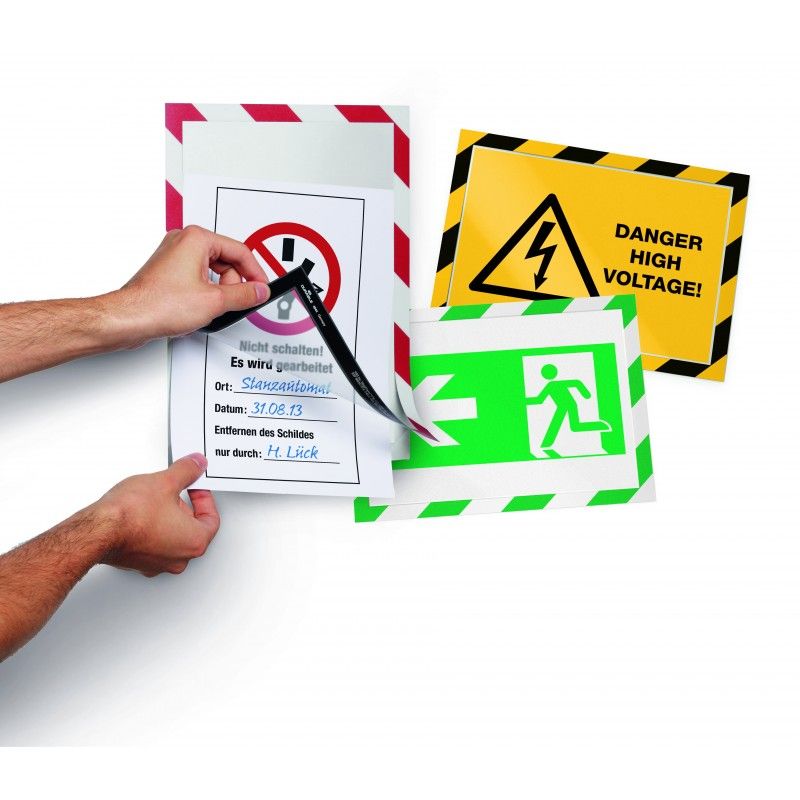 Idu0402-2 - 2 porte-affiches SECURITY adhésifs repositionnables Duraframe® A4 - Coloris norme ISO 3864-4_4