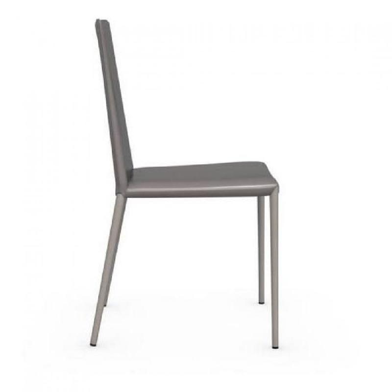 Lot de 2 chaises italiennes Bohème - structure en acier, coloris grège, coutures élégantes_4