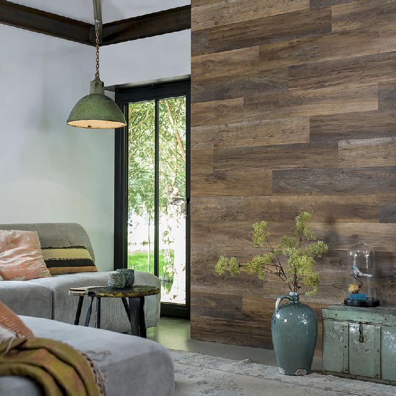 Wallart planches d'aspect de bois marron terre d'ombre 432701_4