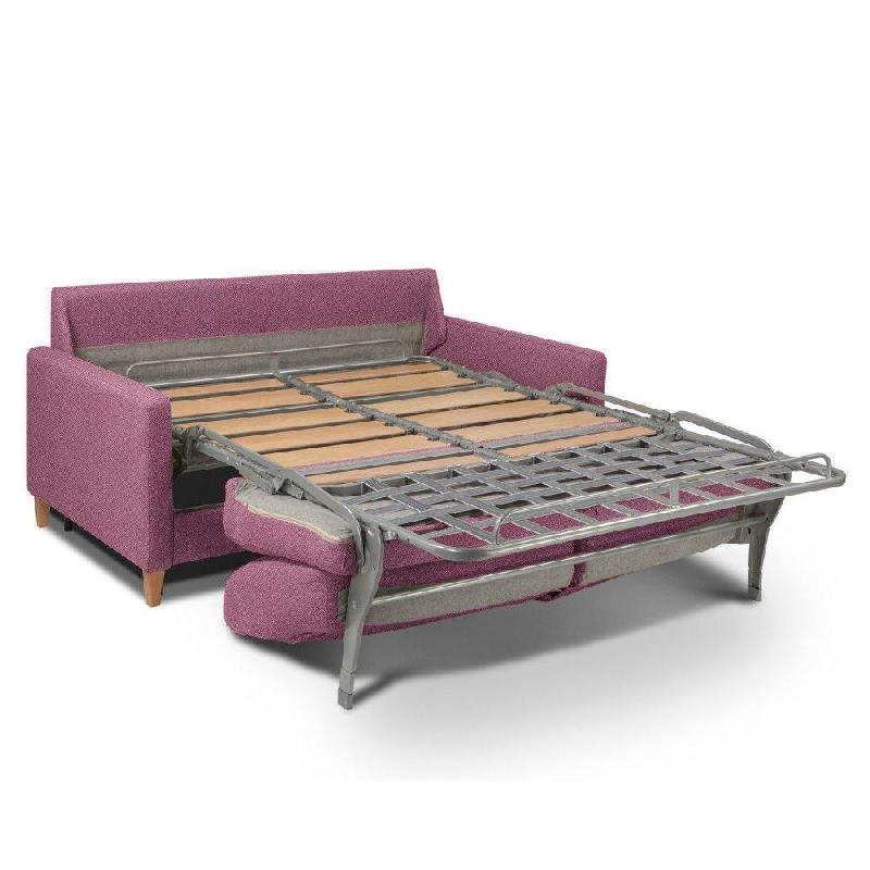 Canapé convertible OGGETTO - Matelas 16 cm - Système express - Sommier à lattes 160 cm - Velours rose - RENATONISI_4