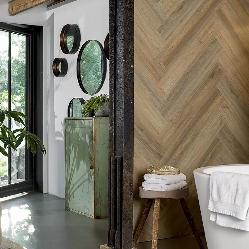 Wallart planches d'aspect de bois chêne naturel marron latte 432694_4