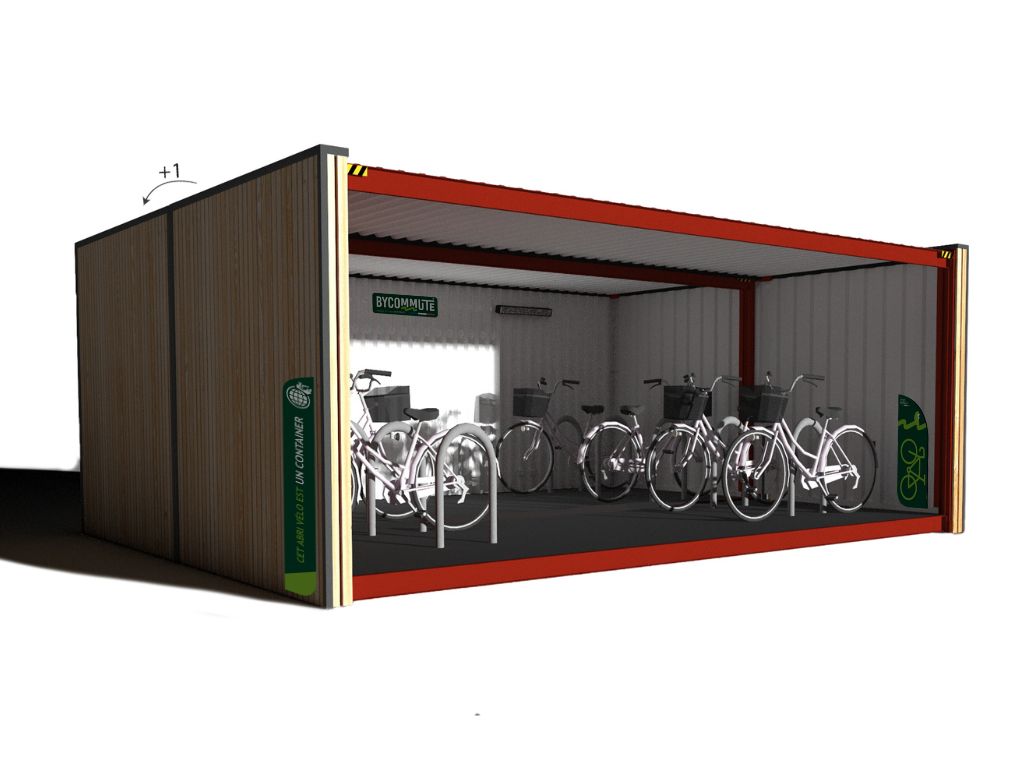 Abris vélos ouvert fabriqué à partir de containers maritimes - ESCALE_4
