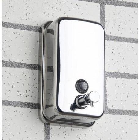 Distributeur de savon inox anti-vandalisme - 1 litre - remplissage facile et fixation murale_4