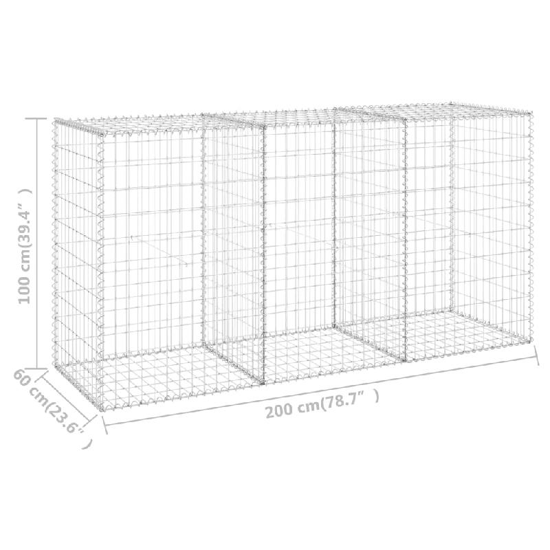 Vidaxl mur en gabion avec couvercles acier galvanisé 200x60x100 cm 147815_4
