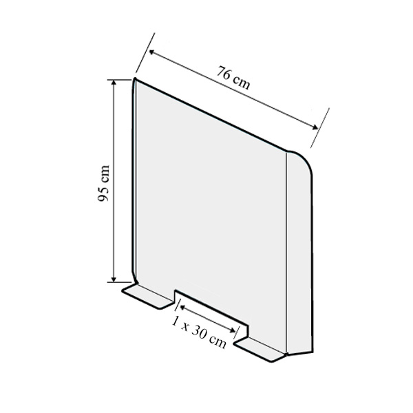 Écran de Protection Plexiglass Transparent - H 60 x L 76 x P 16 cm - Réf : 490760 - Passe-documents et fixation adhésive_4
