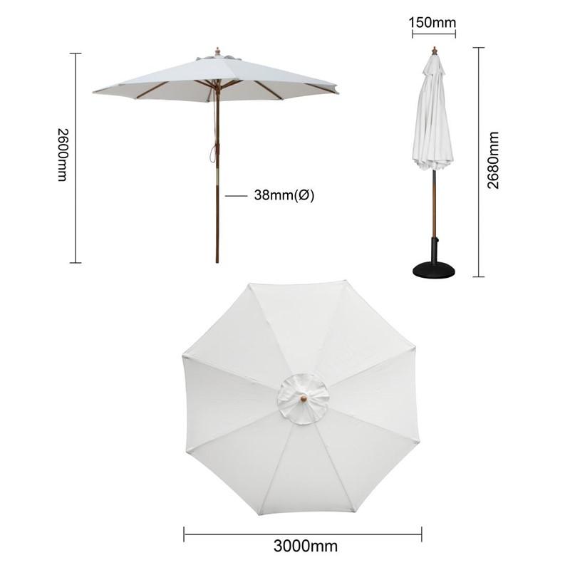Parasol rond gris Bolero 3m_4