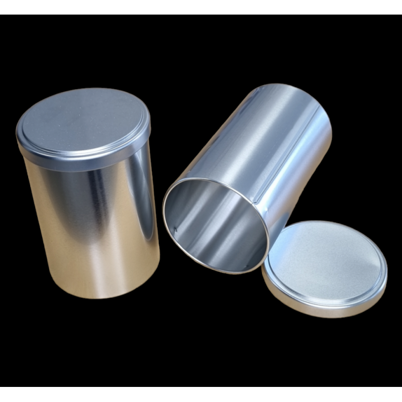 Boîte métal cylindrique argentée - Diamètre 90 mm x Hauteur 140 mm - Réf. BE000006_4