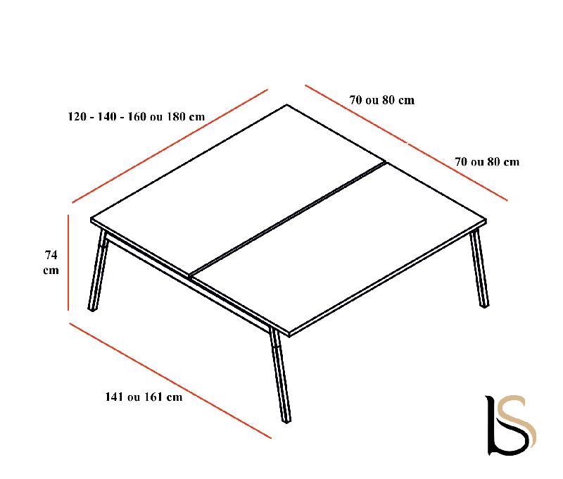 Bureau bench 2 personnes Ogi Wood - MDD. - Anthracite, Non, 120 x 141 cm_4