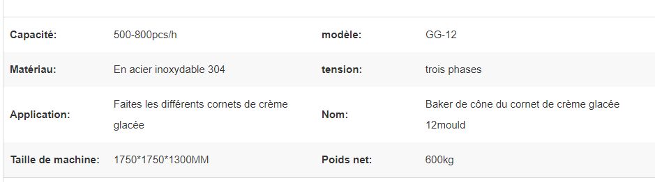 Machine de cornet de crème glacée en gaufre - Henan Gelgoog - 500-800 pcs/h - GG-12 - CE_4