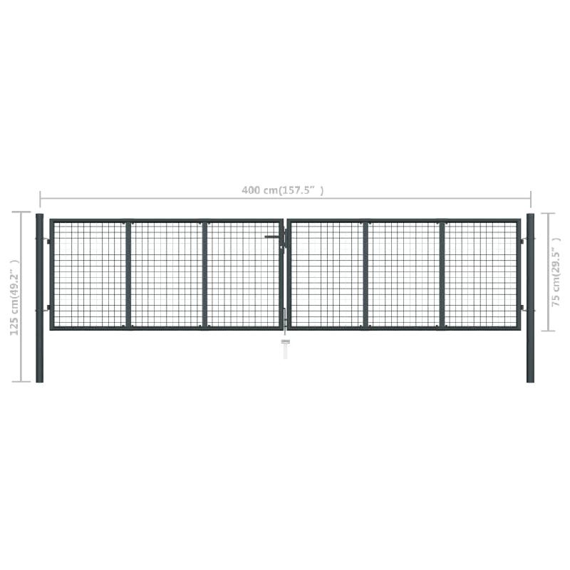 Vidaxl portail en maille de jardin acier galvanisé 400 x 125 cm gris 145776_4