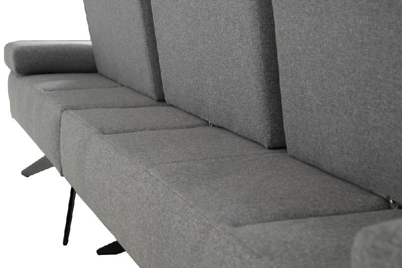 Canapé d'angle Fernie - Double profondeur - Méridienne droite en tissu gris - 296 x 179 cm - Pieds métal noir_4