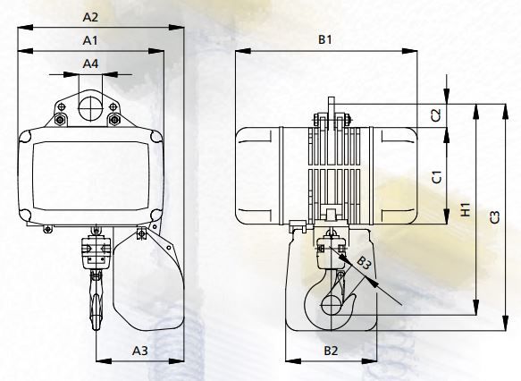 Palan robuste pour manutention de charges jusqu'à 5000 kg