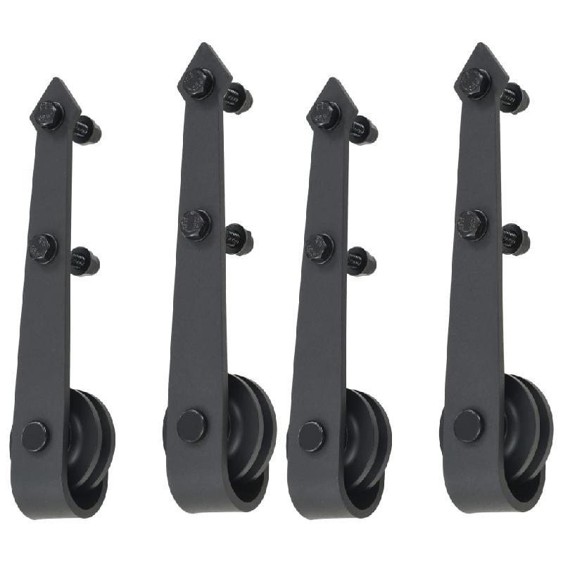 Vidaxl kits de fixation pour porte coulissante 2 pcs 200 cm acier noir 3059839_4