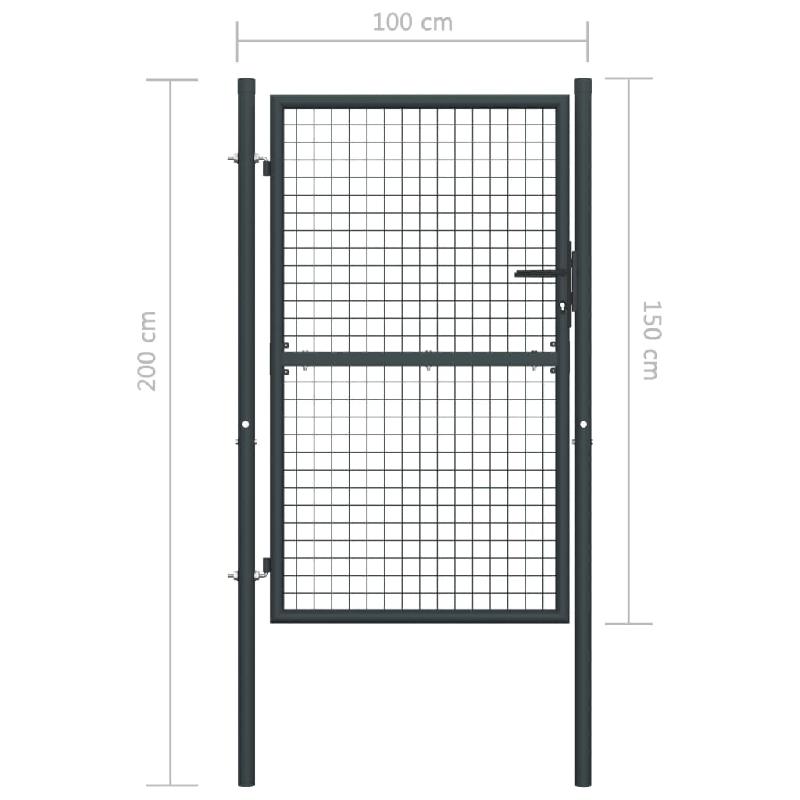 Vidaxl portail en maille de jardin acier galvanisé 100 x 200 cm gris 145773_4